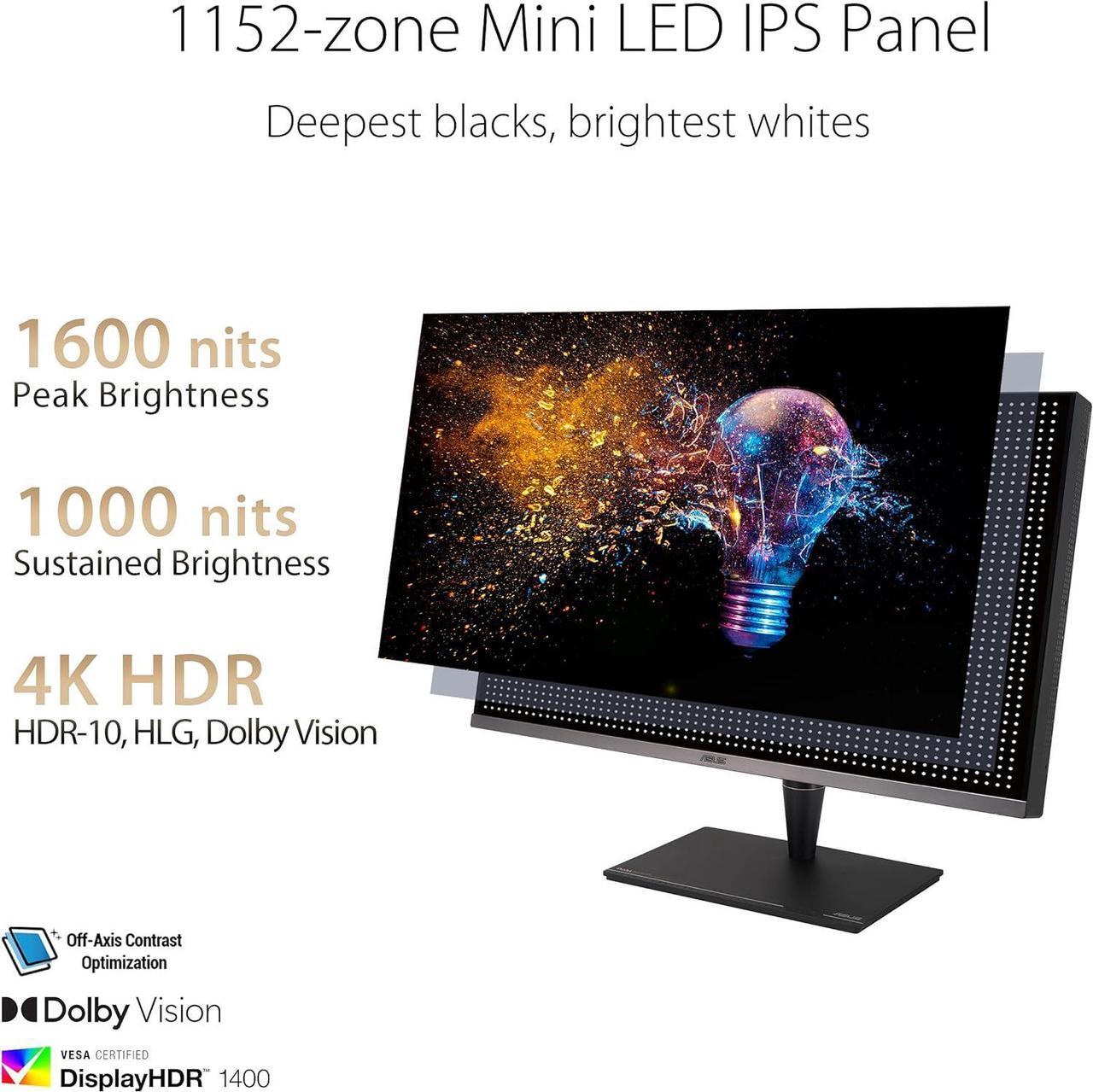 Alt view image 5 of 5 - ASUS ProArt Display 32" 4K HDR Computer Monitor (PA32UCG-K) - UHD (3840 x 2160), Mini-LED IPS, 1600nits, 120Hz, 10-bit, Thunderbolt 3, HDMI2.1, w/Calibrator, Compatible With Laptop & Mac Monitor