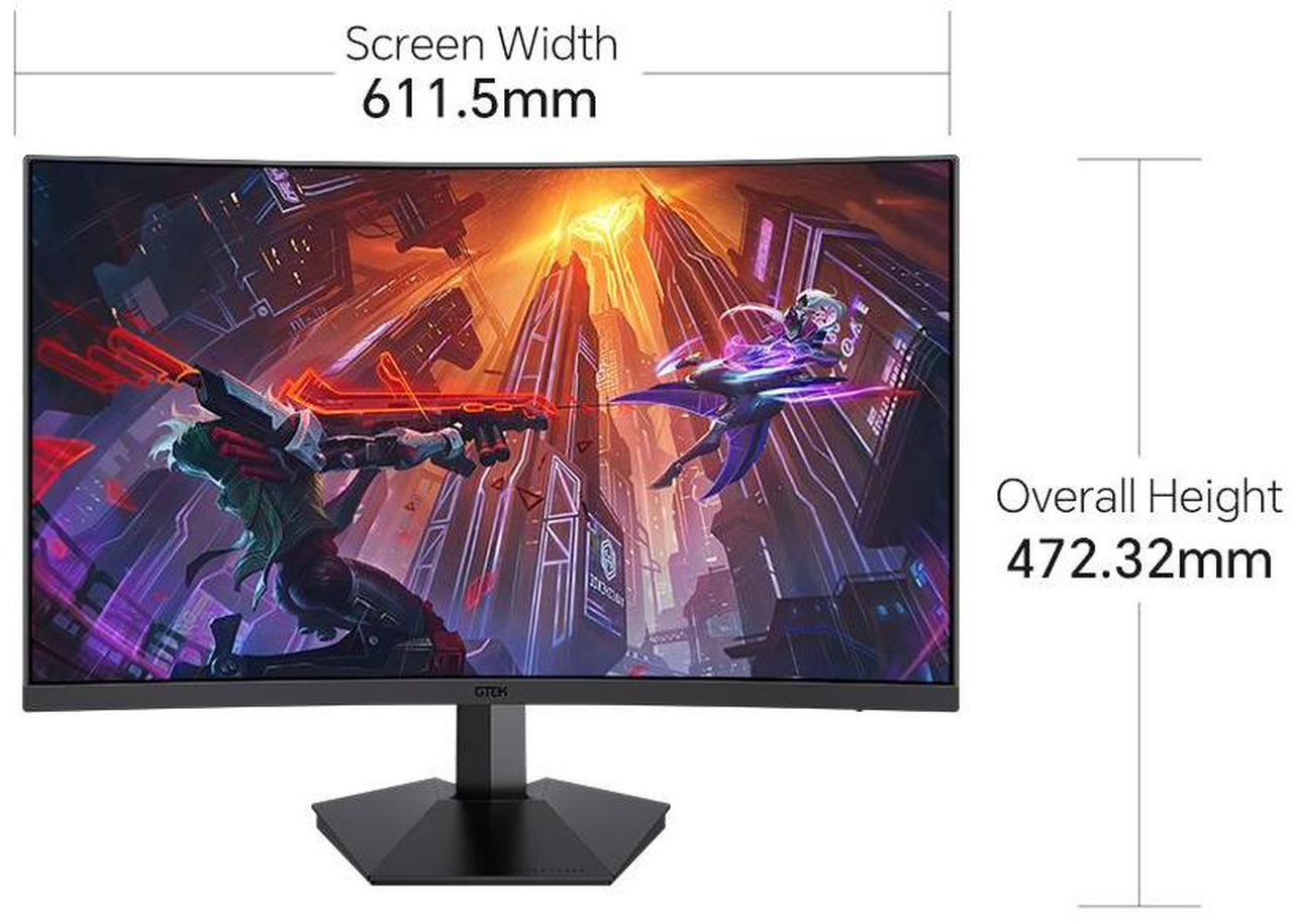 Open Box: GTek 280Hz Gaming Computer Monitor, 27 Inch Frameless Display Full HD 1920 x 1080P, Curved 1500R, VA 1ms MPRT, FreeSync, DisplayPort/HDMI, 90% DCI-P3 - F2740C - Newegg.com - Open Box condition - Image 10