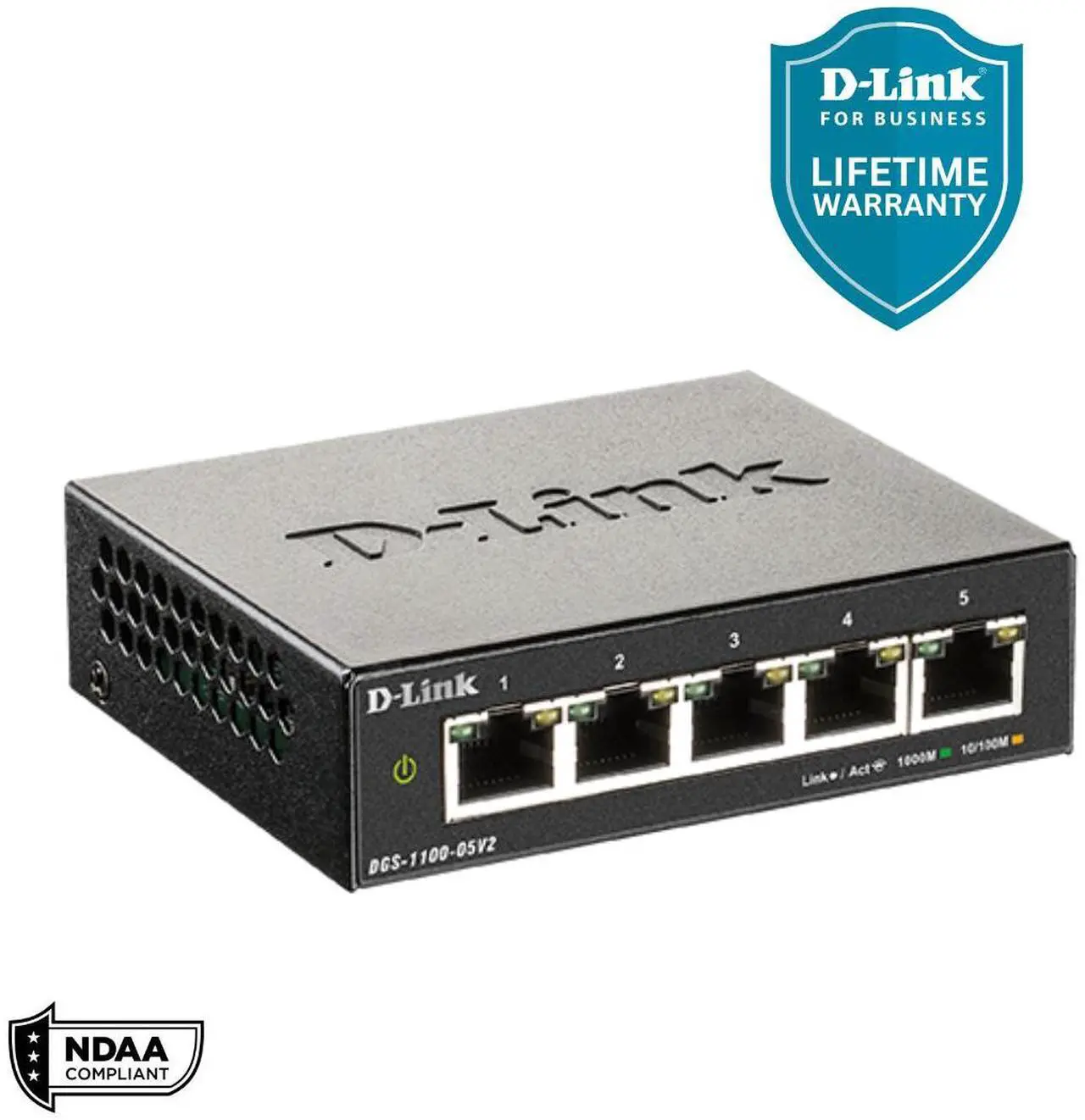 Alt view image 2 of 6 - D-Link 5-Port Gigabit Smart Managed Switch | Web Managed | Cable Diagnostics | Fanless | Compact Metal Desktop | NDAA Compliant - (DGS-1100-05V2)