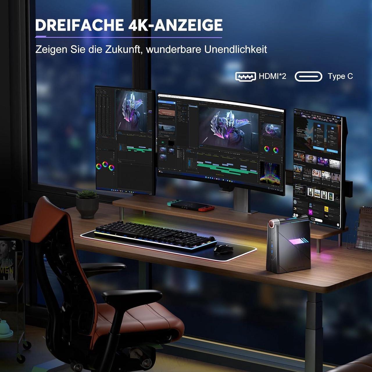 Alt view image 7 of 7 - ACEMAGIC Mini Gaming PC Intel Core i7-11700B,Mini Computers 16GB DDR4 512GB NVMe SSD up to 4.9GHz,24 MB Intel Smart Cache,WiFi6/BT5.2/4K@60Hz/Multi-Mode/Built-in Dual Fans/RGB Control, AD08