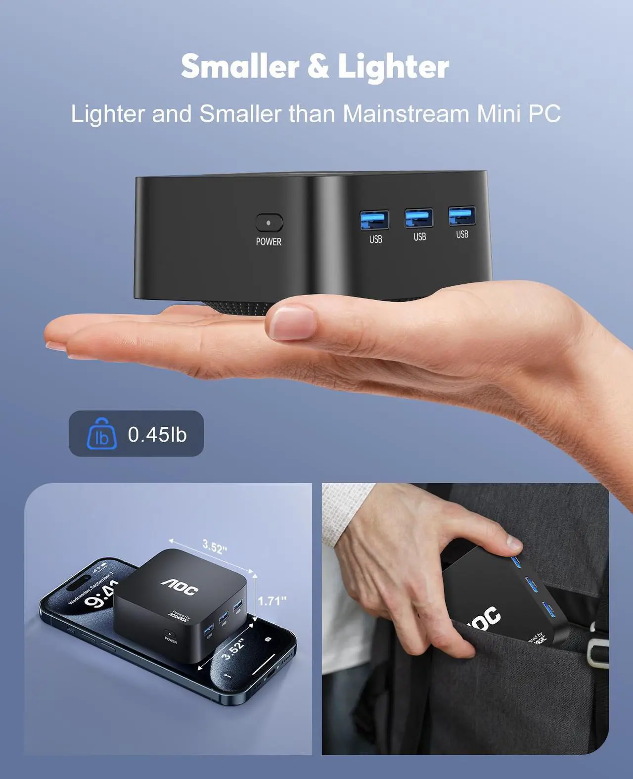 Alt view image 5 of 7 - ACEMAGIC Mini PC T8PLUS with 12th Alder Lake-N97 (4C/4T, Up to 3.6GHz), 16GB RAM LPDDR5 512GB PCIe M.2 SSD Mini Desktop Computer Windows 11-4K Triple Display, WiFi 5, Dual LAN for Home/Office