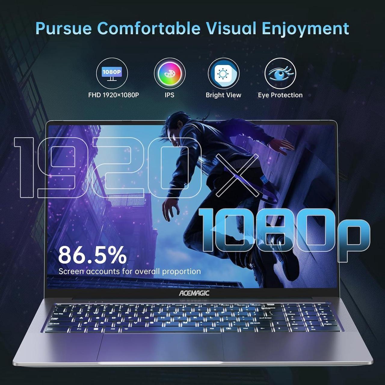 Alt view image 5 of 7 - ACEMAGIC Gaming Laptop AMD Ryzen 7 5825U(8C/16T), Radeon RX Vega 8 Graphics,16.1FHD Display,16GB RAM 512GB NVMe SSD Laptop Computer with Backlit KB,Type_C (Full Function),WiFi 6, 53Wh Battery