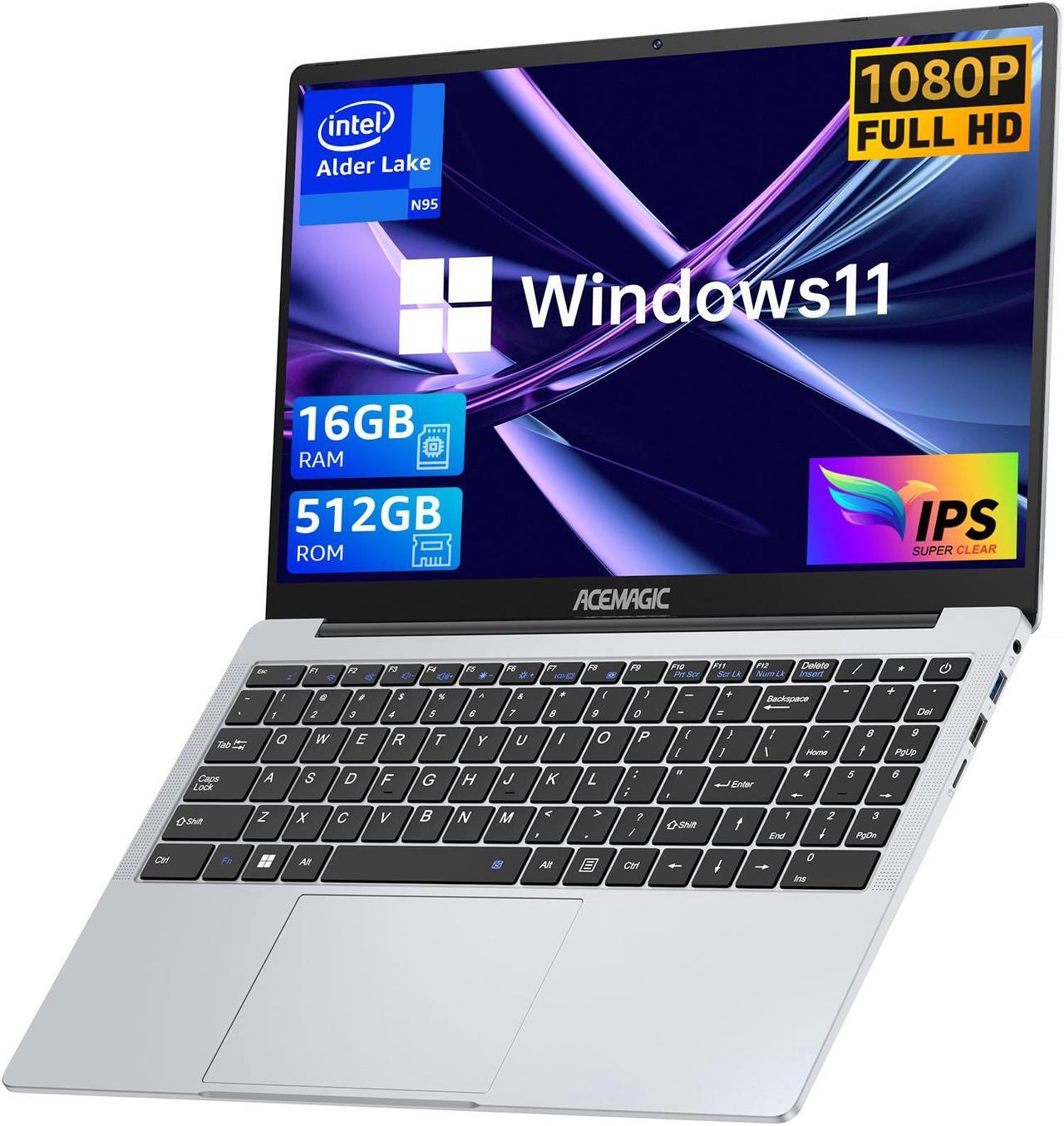 Main image of ACEMAGIC Laptop Computer 15.6 FHD 12th Alder Lake N97(Up to 3.6GHz) 16GB DDR4 512GB SSD, Intel Quad-Core Laptop with Metal Body Support 2.4G/5G WiFi, BT5.0, 2×Speaker, Mic, USB3.2, Type_C