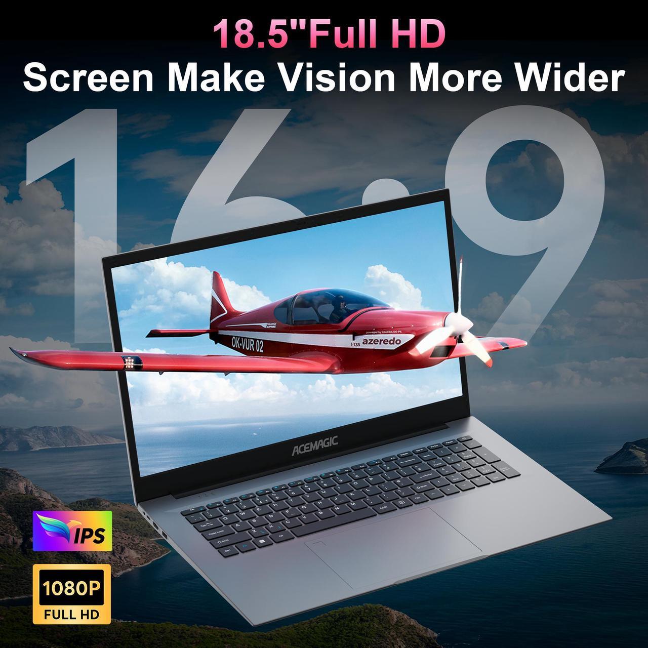 Alt view image 4 of 7 - ACEMAGIC Laptop Computer, 16GB DDR4 512GB SSD, 18.5 Inch Laptop with Intel Quad-Core N150(Up to 3.6GHz), Metal Shell, BT5.0, 5G WiFi, USB3.2, Type_C, Webcam, Long Battery Life, 180° Open Angle