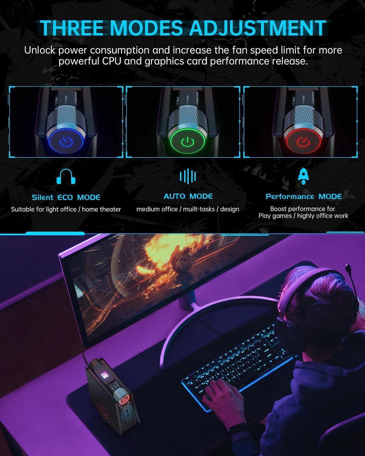 Alt view image 7 of 7 - ACEMAGIC Mini Gaming PC ,AMD Ryzen 7 6900HX 8T/16C 32GB DDR4 512GB NVME SSD Mini Desktop Computer,Windows 11 Pro Mini PC Gaming WiFi6/BT5.2,4K UHD/RGB Lights/3 Adjustable Mode,Display for Business
