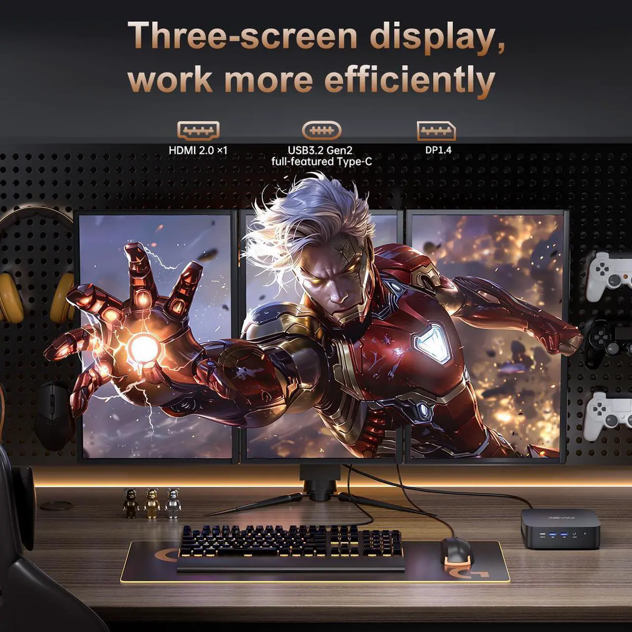 Alt view image 4 of 7 - ACEMAGIC Mini Gaming PC ,AMD Ryzen 5 7430U 8T/16C 32GB DDR4 512GB NVME SSD Mini Desktop Computer,Windows 11 Pro Mini PC Gaming WiFi6/BT5.2,4K UHD/RGB Lights/3 Adjustable Mode,Display for Business