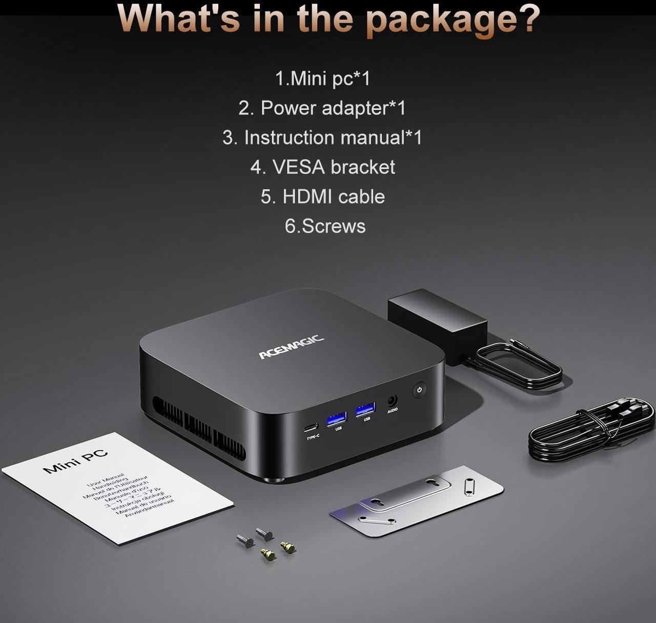 Alt view image 7 of 7 - ACEMAGIC Mini Gaming PC ,AMD Ryzen 5 7430U 8T/16C 16GB DDR4 512GB NVME SSD Mini Desktop Computer,Windows 11 Pro Mini PC Gaming WiFi6/BT5.2,4K UHD/RGB Lights/3 Adjustable Mode,Display for Business
