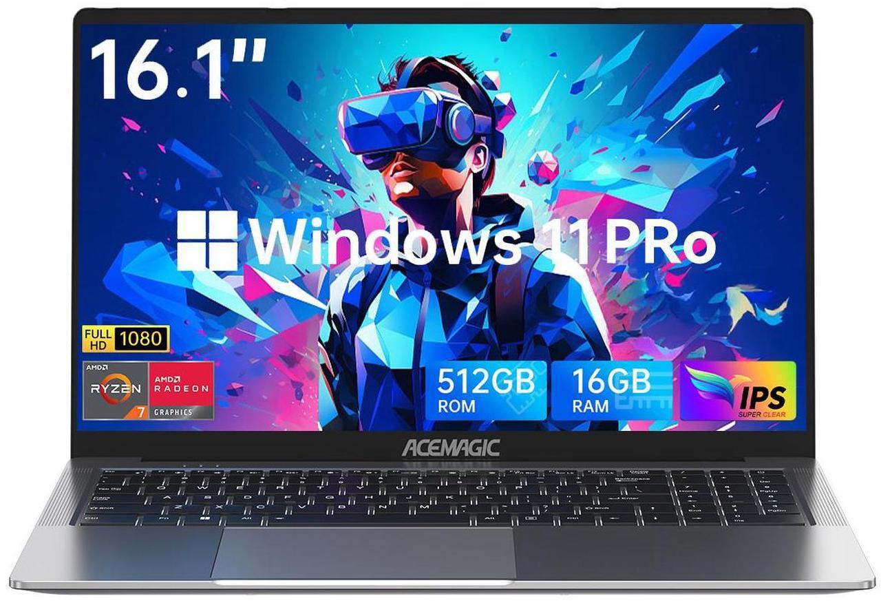 Main image of ACEMAGIC Laptop 16 FHD Gaming Laptop, AMD Ryzen 7 6800HX, 16GB RAM, 512GB SSD, Windows 11 Pro, Graphite, WiFi 6, Backlit KB, Gray
