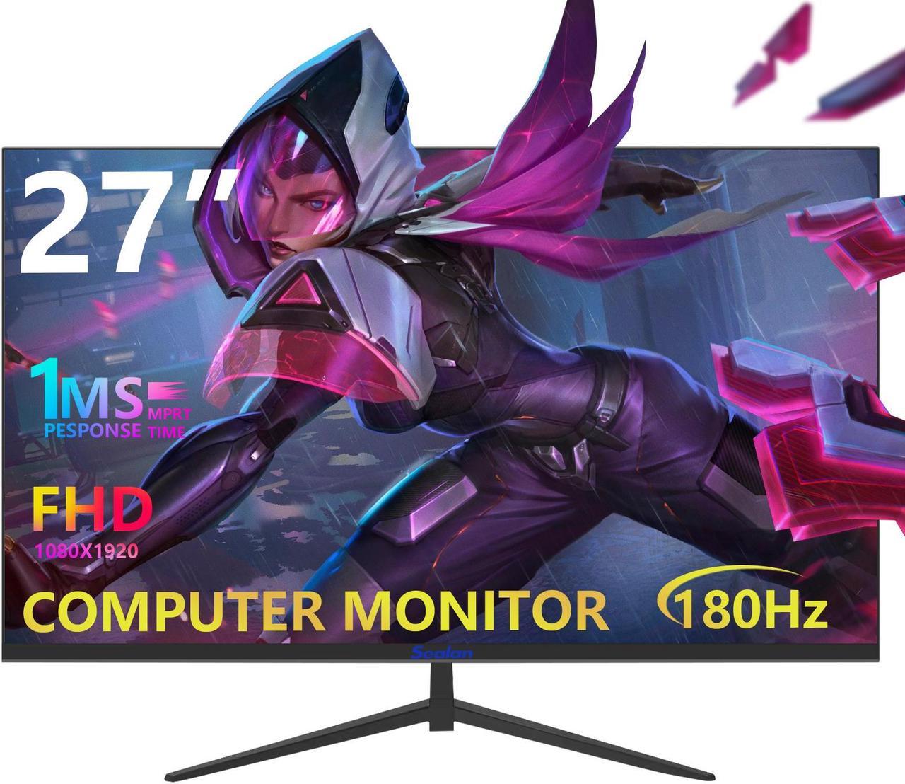 Sealan 27 inch Gaming Monitor 180hz FHD 1080P PC Monitors 1ms GTG Vertical with Freesync Eye-Care Technology HDMI, DisplayPort ,Support Wall Mount Install(100×100mm) IPS Screen for Gaming Home Office