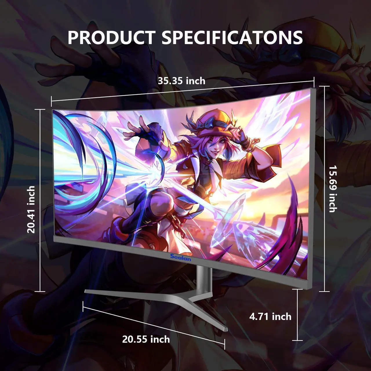Alt view image 6 of 7 - Sealan  38 inch 4K Ultrawide Curved Gaming Monitor, 144Hz Refresh Rate, 3840 x 1600 WQHD , IPS, NVIDIA G-SYNC Ultimate, 1ms Response Time, 2500R Curvature, VESA Display HDR 600