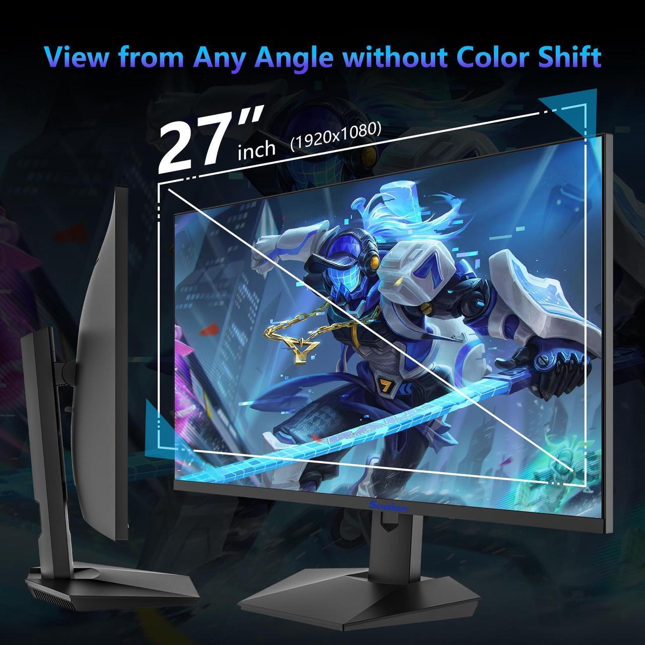 Alt view image 3 of 7 - Sealan 27 Inch Gaming Monitor,Full HD(1920x1080P) VA Panel  240Hz Refresh Rate Computer Monitor with Blue Light Filter,for Gaming & Office(DP,HDMI) - Wall Mountable