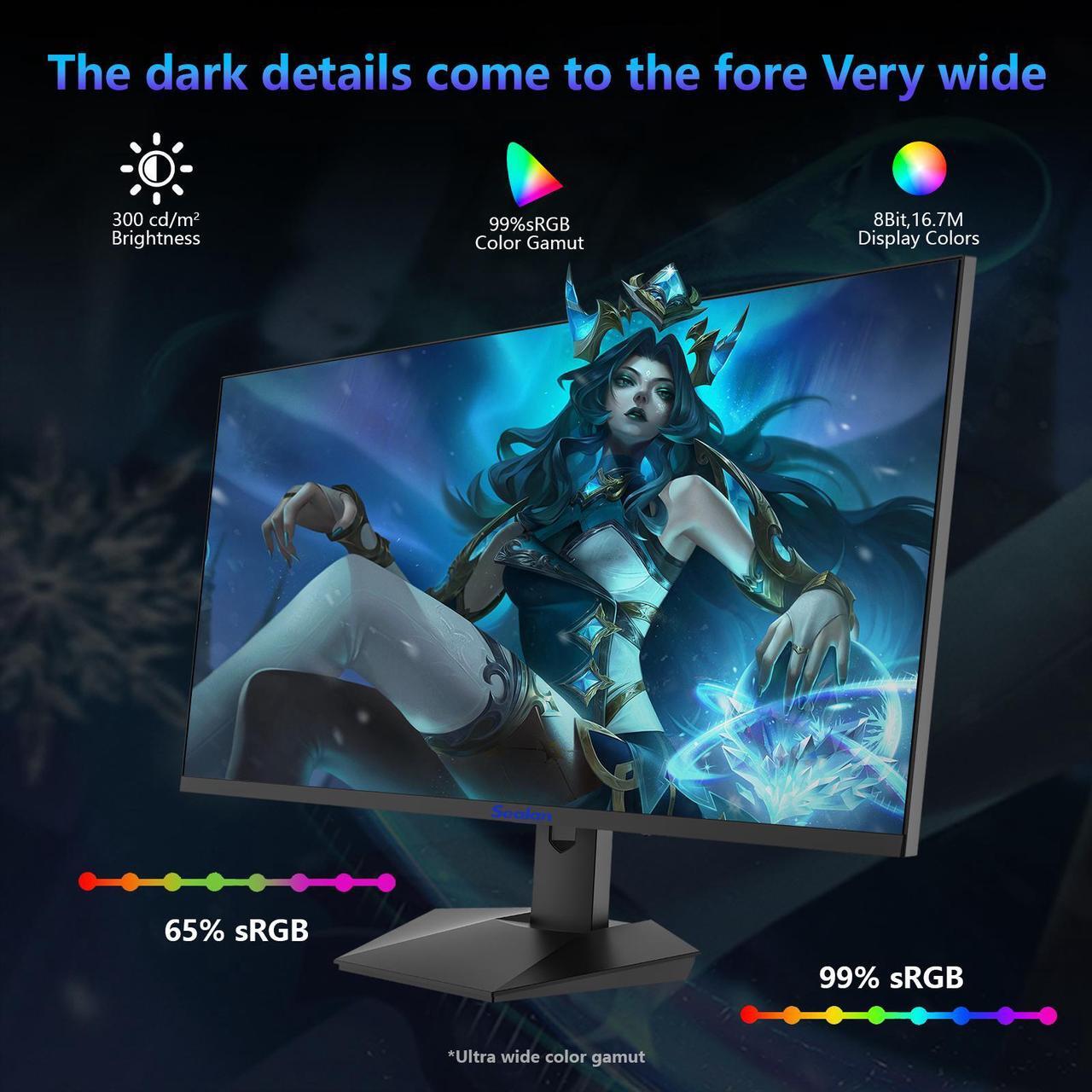 Alt view image 4 of 7 - Sealan 27 Inch Gaming Monitor,Full HD(1920x1080P) VA Panel  240Hz Refresh Rate Computer Monitor with Blue Light Filter,for Gaming & Office(DP,HDMI) - Wall Mountable