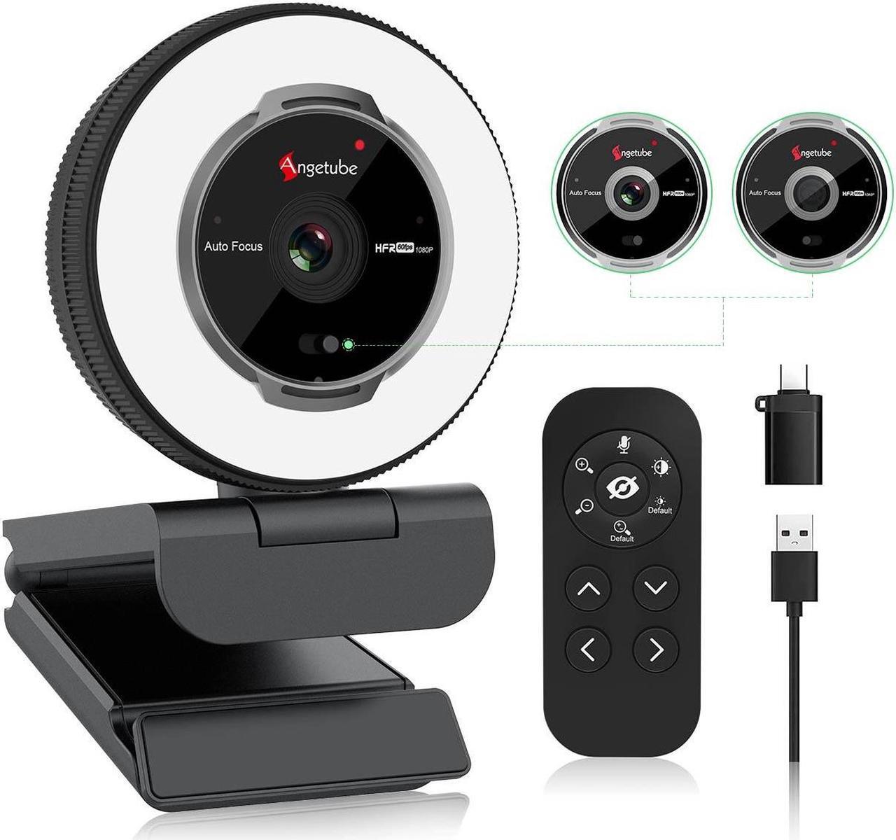 Main image of Angetube Streaming Webcam with Microphone: 1080P 60FPS USB Web Cam with Ring Light and Remote Control - HD Web Camera with 5X Digital Zoom Built in Privacy Cover,for PC|Computer|Laptop|Mac|Desktop