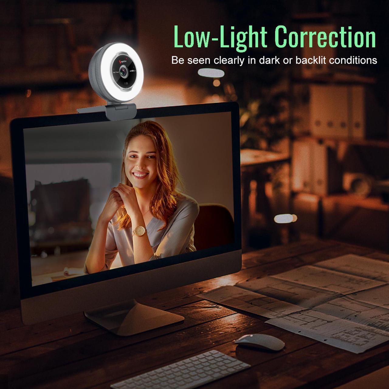 Alt view image 7 of 7 - Angetube Streaming Webcam with Microphone: 1080P 60FPS USB Web Cam with Ring Light and Remote Control - HD Web Camera with 5X Digital Zoom Built in Privacy Cover,for PC|Computer|Laptop|Mac|Desktop