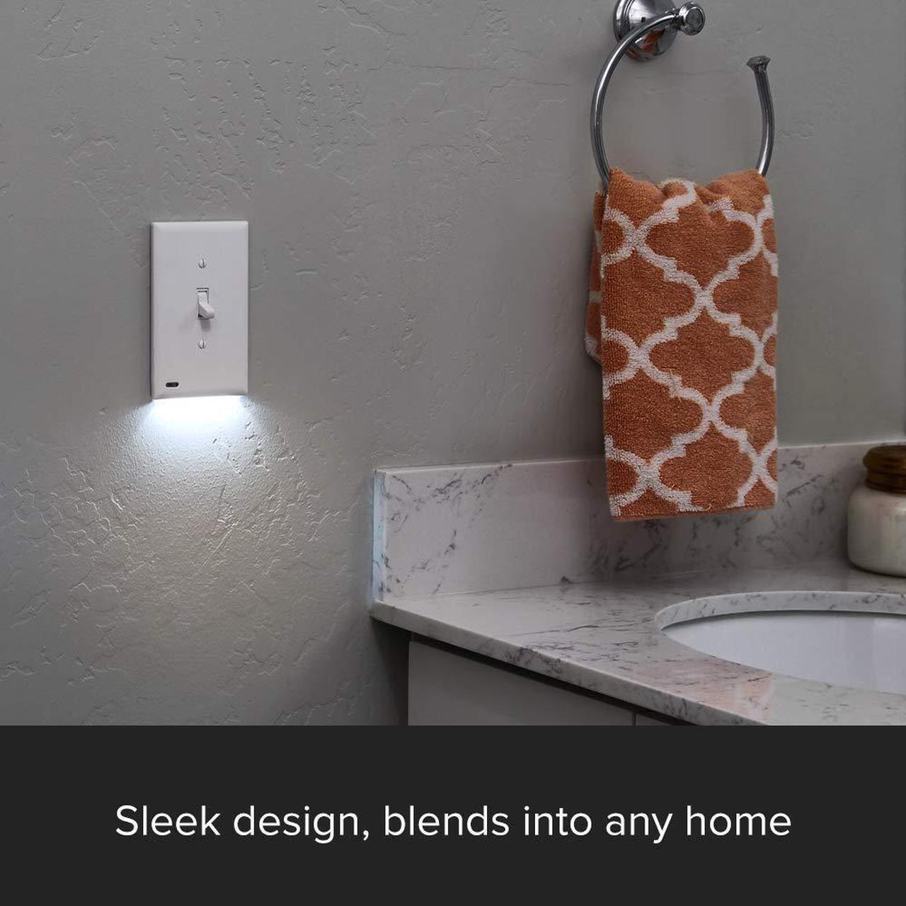Alt view image 2 of 4 - SnapPower SwitchLight Cover- LED Night Light - for 3-Way Light Switches - Light Switch Plate with LED Night Lights - Adjust Brightness - Auto On/Off Sensor - (Toggle, White)