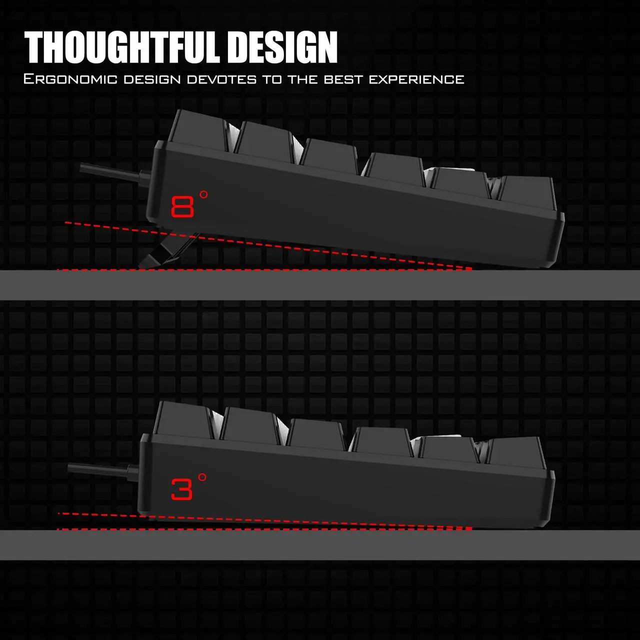 Alt view image 6 of 7 - 7KEYS TKL Wired Gaming Keyboard 84 Keys, RGB Backlight and Quiet key caps for gaming, Ultra Portable, Mechanical Feeling, Detachable and Stable Type-C Cable for Desktop PC Computer,Laptop Mac Layout