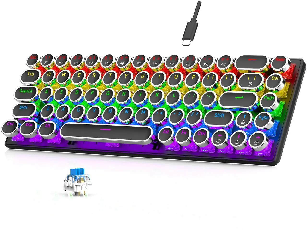 Main image of 7KEYS 60% Gaming Keyboard Wired Mechanical, RGB Backlight, 68 Keys with Arrow Keys, Hot-swappable Blue Switch for PC Computer Laptop