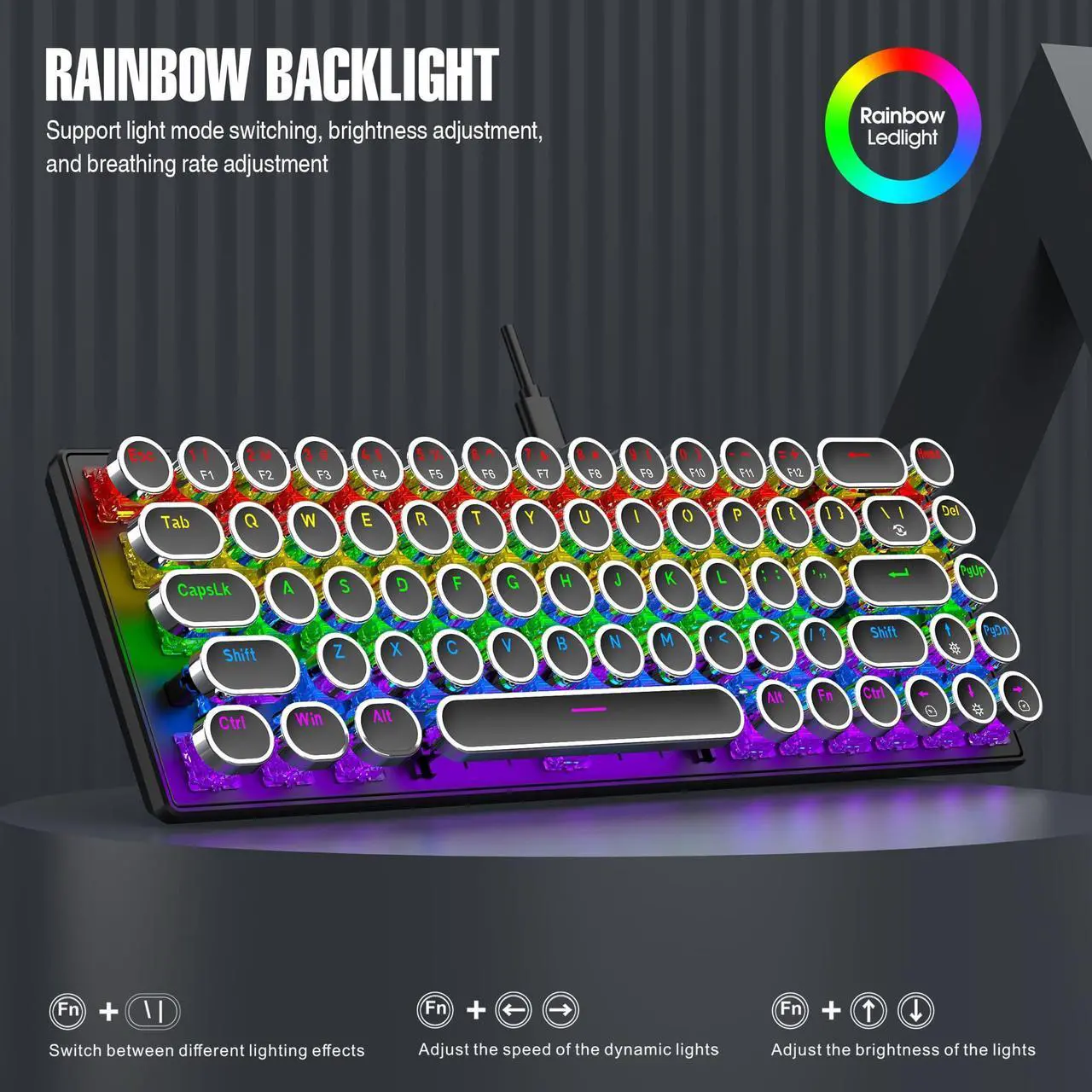 Alt view image 2 of 7 - 7KEYS 60% Gaming Keyboard Wired Mechanical, RGB Backlight, 68 Keys with Arrow Keys, Hot-swappable Blue Switch for PC Computer Laptop