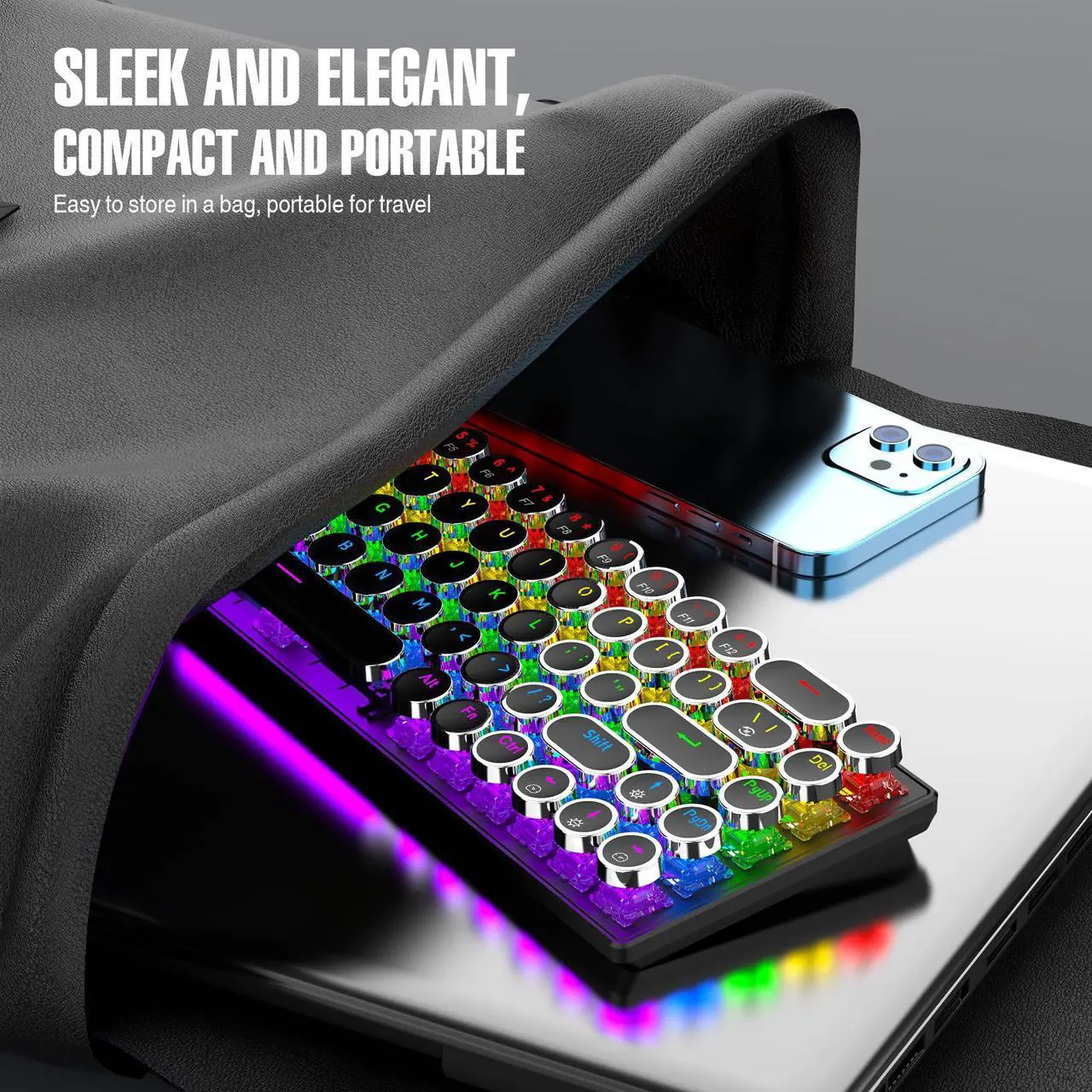 Alt view image 5 of 7 - 7KEYS 60% Gaming Keyboard Wired Mechanical, RGB Backlight, 68 Keys with Arrow Keys, Hot-swappable Blue Switch for PC Computer Laptop