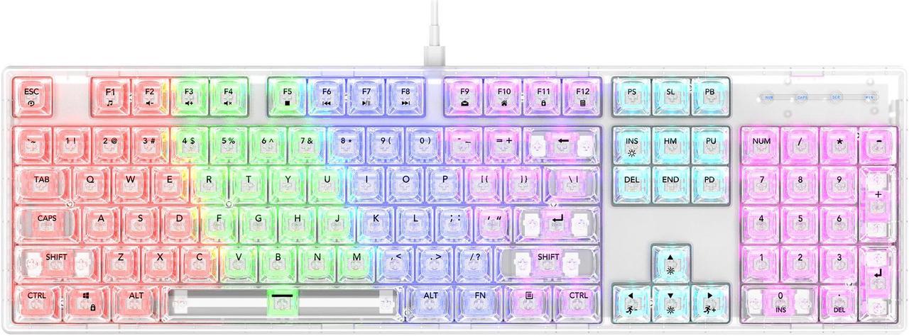 AOACE L1000 transparent key mechanical keyboard, white axis 104 keys