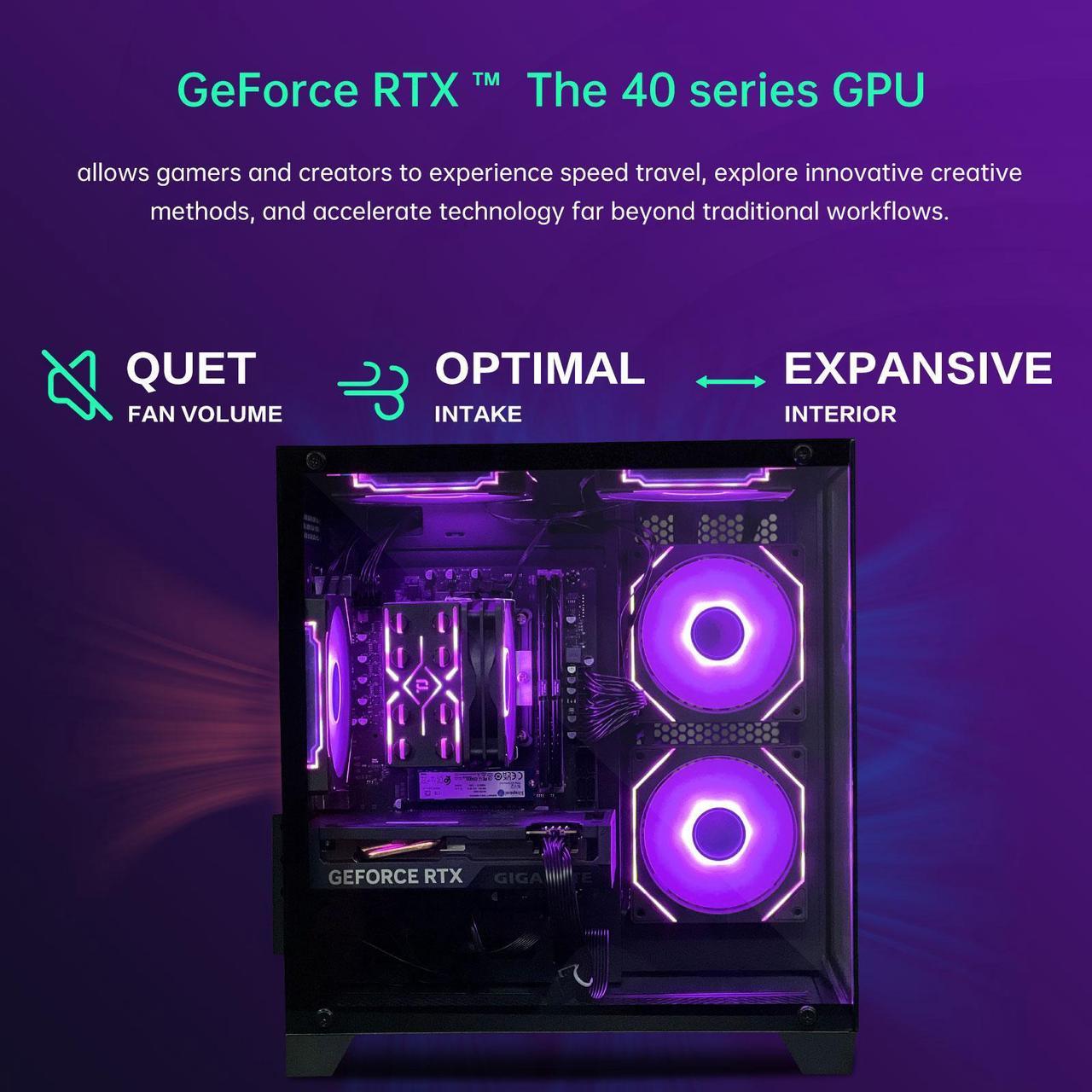 Alt view image 4 of 7 - AOACE Gaming PC Desktop INTEL Core i5 12400F 2.5 GHz, NVIDIA RTX 4060 8G DLSS 3, 32GB DDR4 RAM 3200MHz,1TB NVMe PCIe4.0,  Wi-Fi6E, Game Design Office console,Sea View Room,Windows 11 Home 64-bit