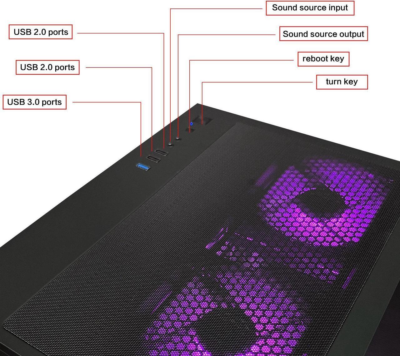 Alt view image 7 of 7 - AOACE Gaming PC Desktop INTEL Core i5 12400F 2.5 GHz, NVIDIA RTX 4060 8G DLSS 3, 32GB DDR4 RAM 3200MHz,1TB NVMe PCIe4.0,  Wi-Fi6E, Game Design Office console,Sea View Room,Windows 11 Home 64-bit