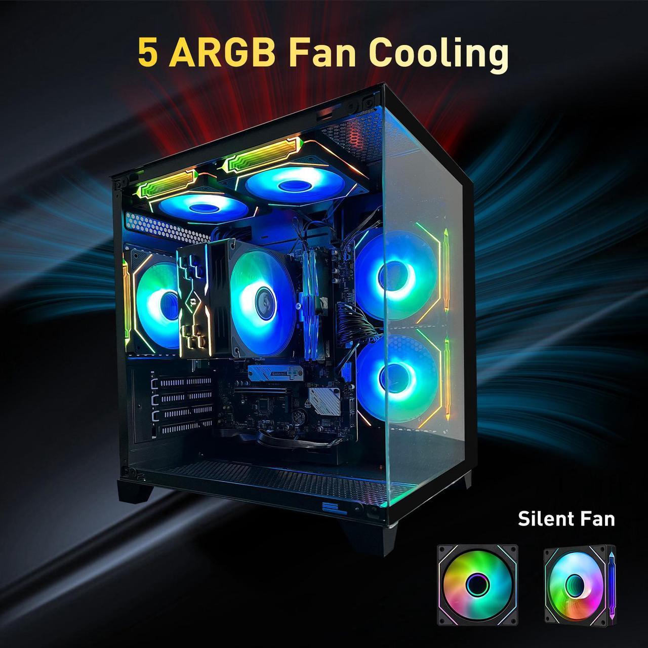 Alt view image 4 of 7 - AOACE - Gaming Desktop -AMD Ryzen5 9600X - AMD Radeon Graphics - 1TB M2 - 32GB DDR5 6400MHz - WiFi&Bluetooth - Windows 11 home - Gaming PC