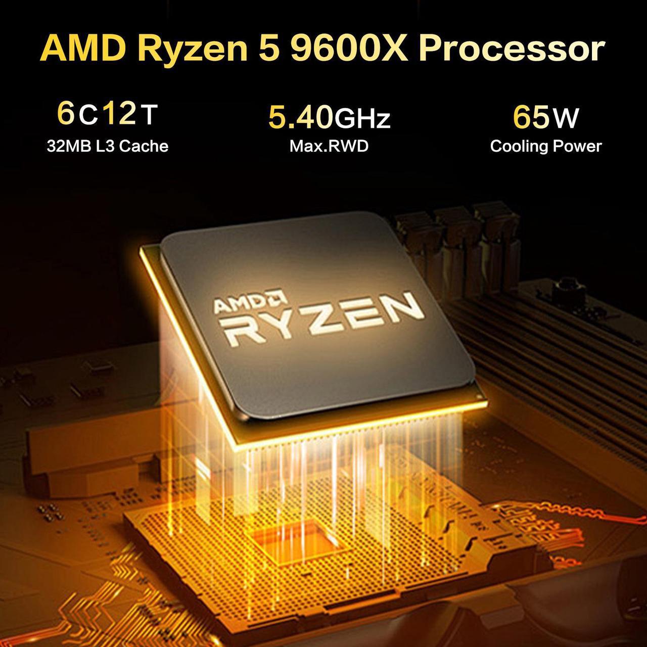 Alt view image 6 of 7 - AOACE - Gaming Desktop -AMD Ryzen5 9600X - AMD Radeon Graphics - 1TB M2 - 32GB DDR5 6400MHz - WiFi&Bluetooth - Windows 11 home - Gaming PC