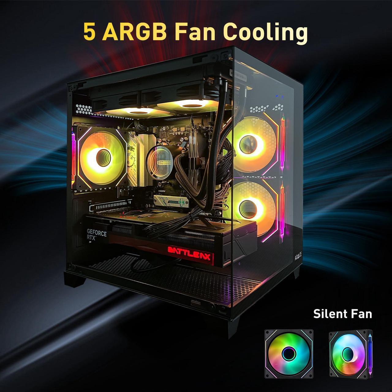 Alt view image 4 of 6 - AOACE - Gaming Desktop -AMD Ryzen5 9600X - NVIDIA GeForce RTX 5070 12G - 1TB M2 - 32GB DDR5 6400MHz - WiFi&Bluetooth - Windows 11 home - Gaming PC