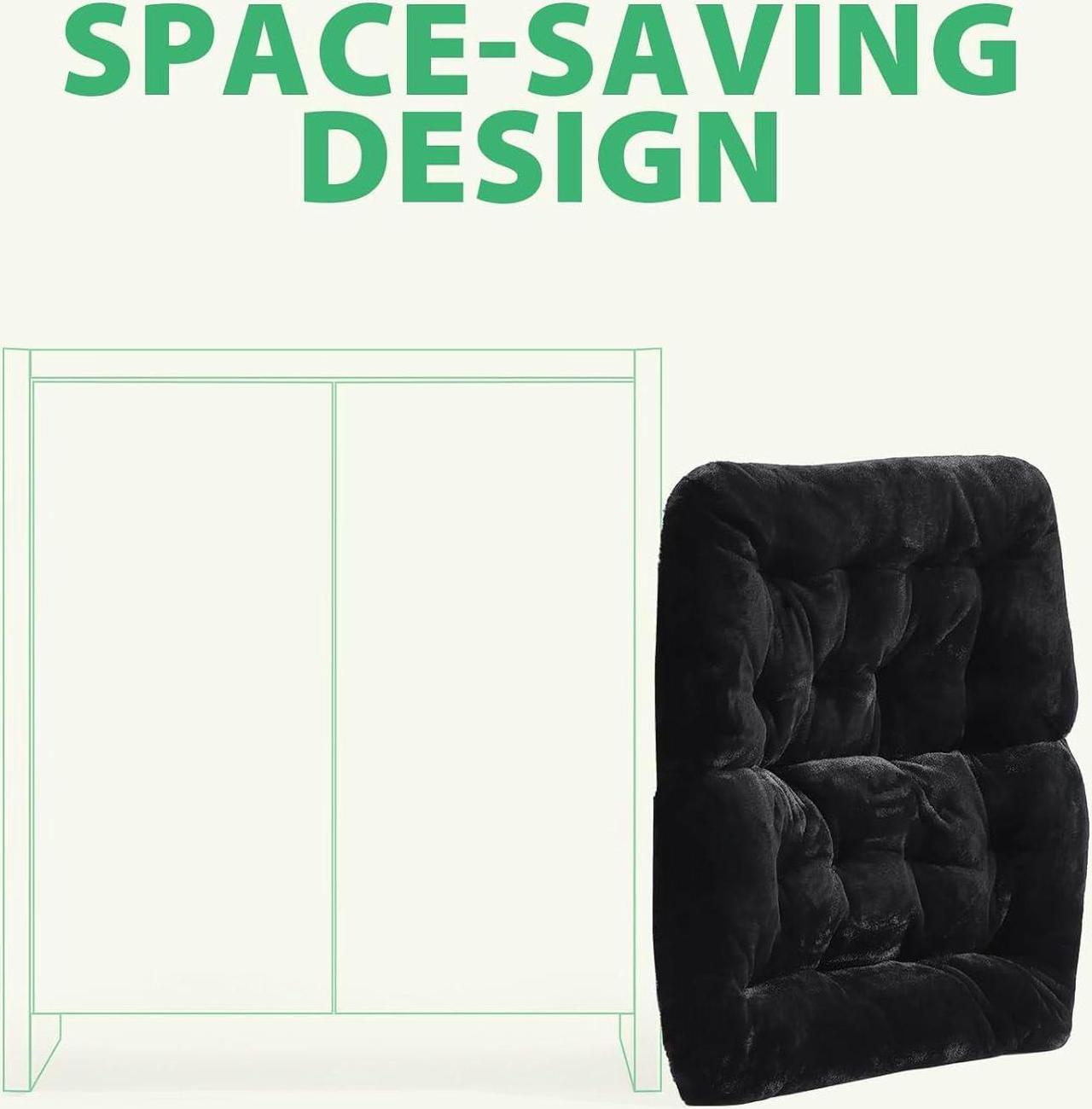 Alt view image 3 of 6 - Comfy Saucer Chair for Adults, Soft Faux Fur Folding Lounge Chair for Bedroom Living Room Dorm Rooms Flexible Reading Chair for Teens Kids, X-Large Foldable Chair (Faux Fur-Black)