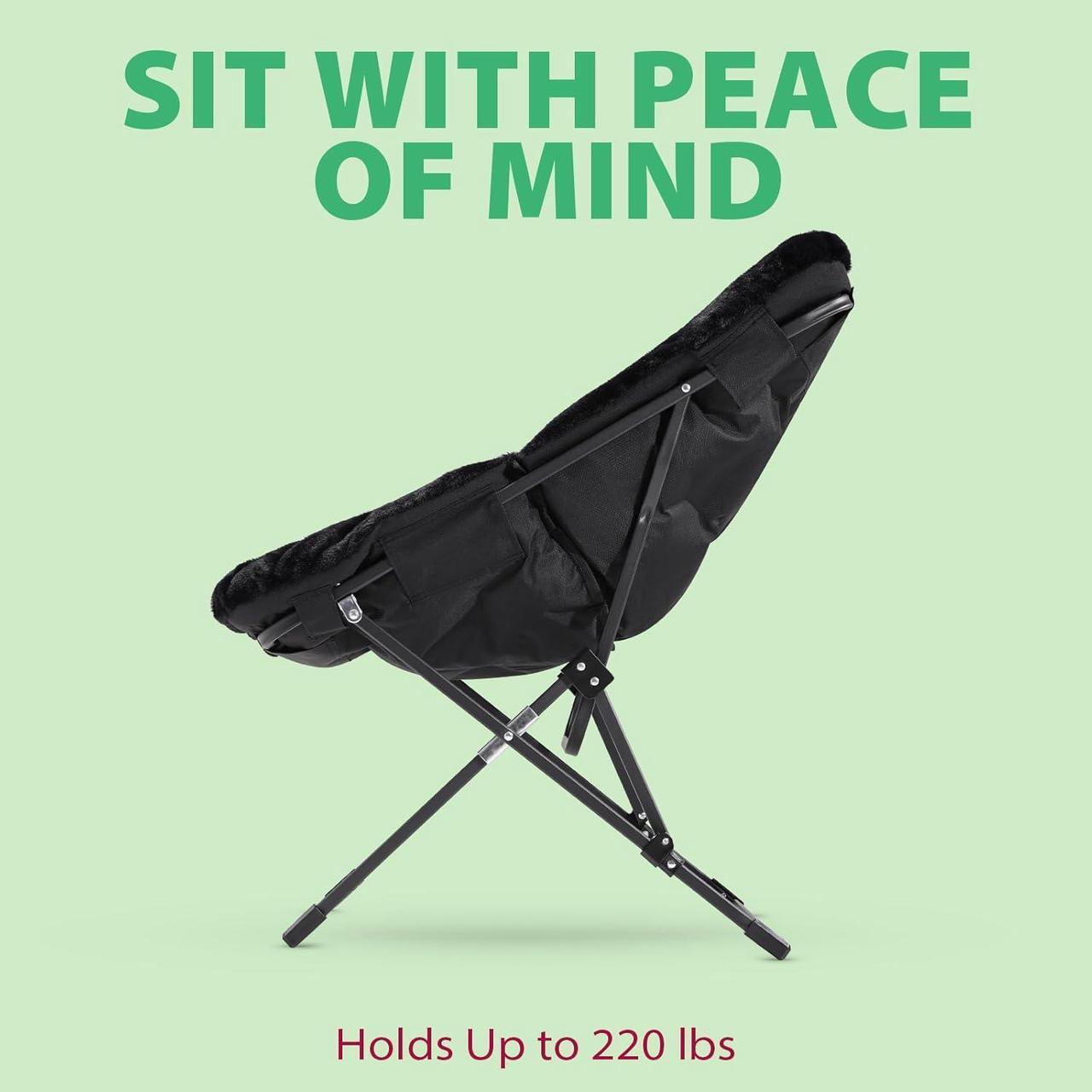 Alt view image 2 of 6 - Comfy Saucer Chair for Adults, Soft Faux Fur Folding Lounge Chair for Bedroom Living Room Dorm Rooms Flexible Reading Chair for Teens Kids, X-Large Foldable Chair (Faux Fur-Black)