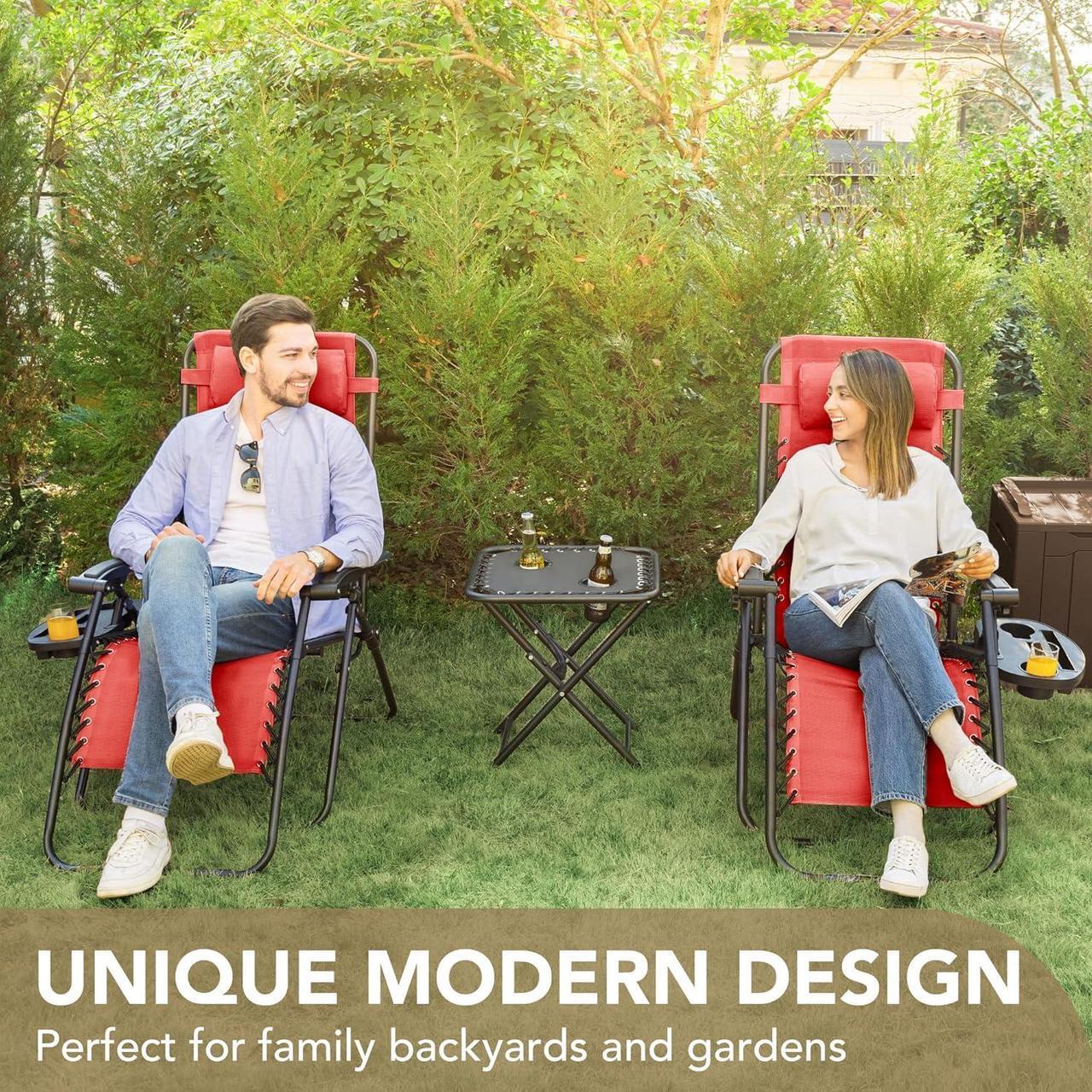 Alt view image 6 of 7 - Patio Zero Gravity Chair Outdoor Folding Adjustable Reclining Chairs Pool Side Using Lawn Lounge Chair with Pillow Set of 2 (Red)