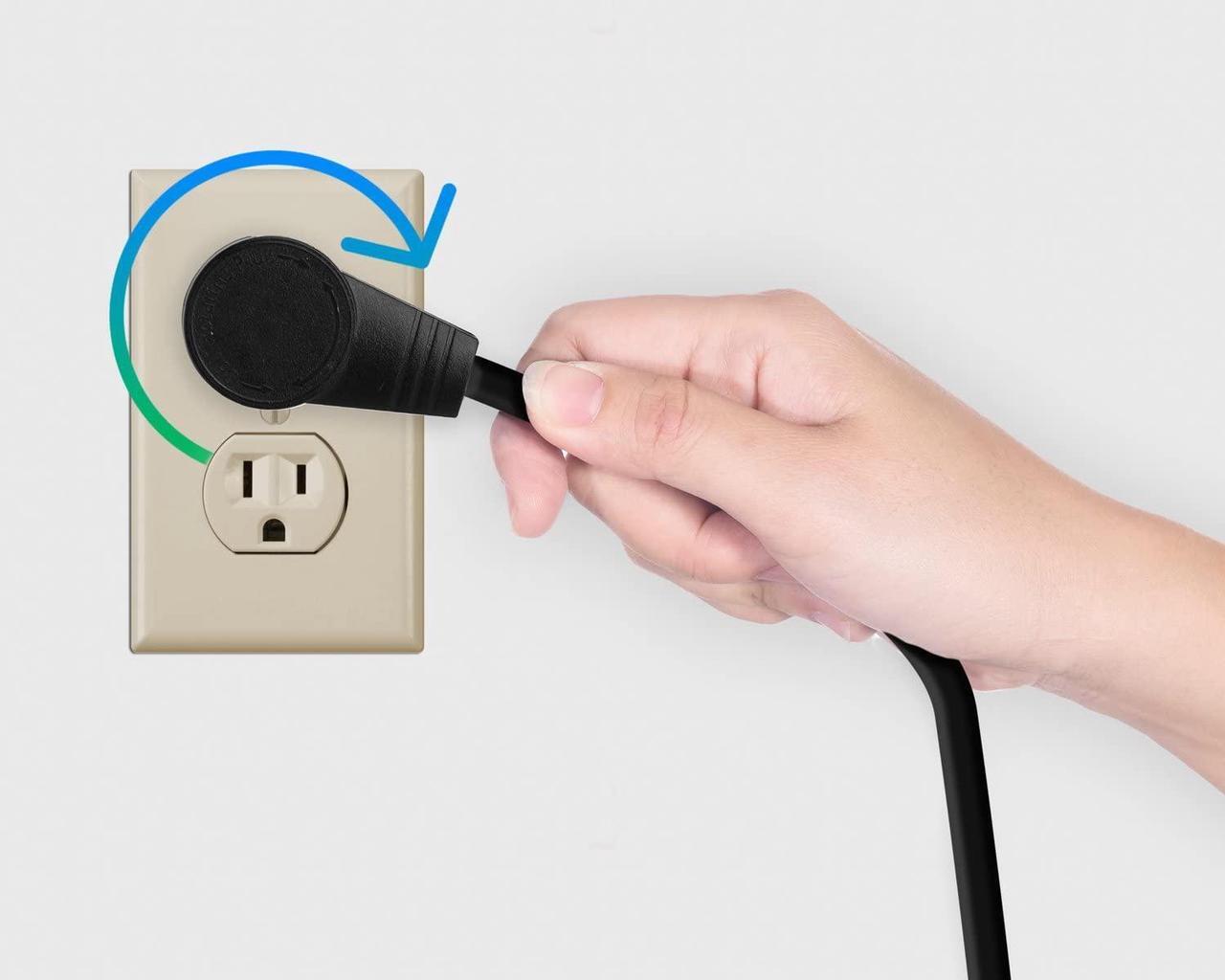 Alt view image 5 of 8 - maximm monitor computer power cord 12 ft flat plug 360 rotating pc cable 3 prong for, desktop, printer, scanner, 16 awg nema 5-15p to iec13 - ul certified