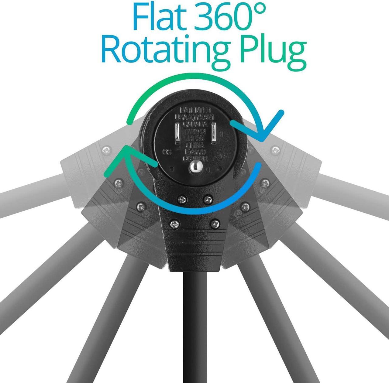 Alt view image 4 of 8 - maximm monitor computer power cord 12 ft flat plug 360 rotating pc cable 3 prong for, desktop, printer, scanner, 16 awg nema 5-15p to iec13 - ul certified