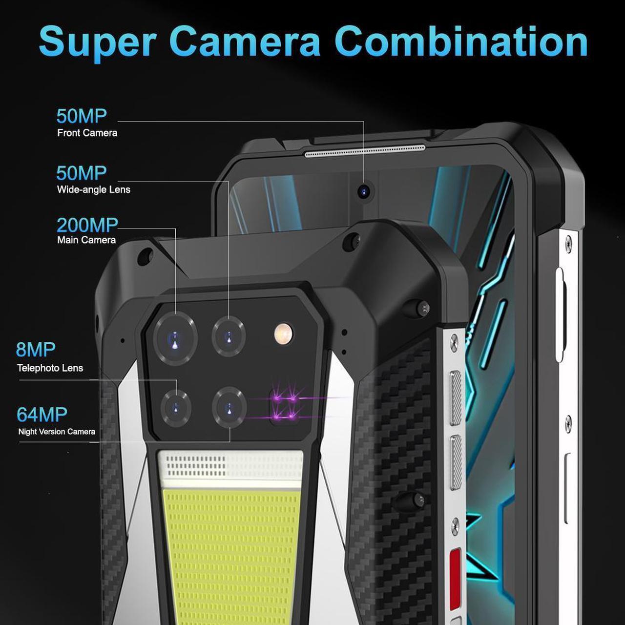 Alt view image 8 of 7 - 8849 Tank 3 5G Rugged Smartphone, 23800mAh 6.79" Outdoor Cell Phone Unlocked, 16GB+512GB,  Waterproof Android 13 Mobile Phones, 200MP Main Camera Dual SIM (Support T-Mobile & Verizon Only)