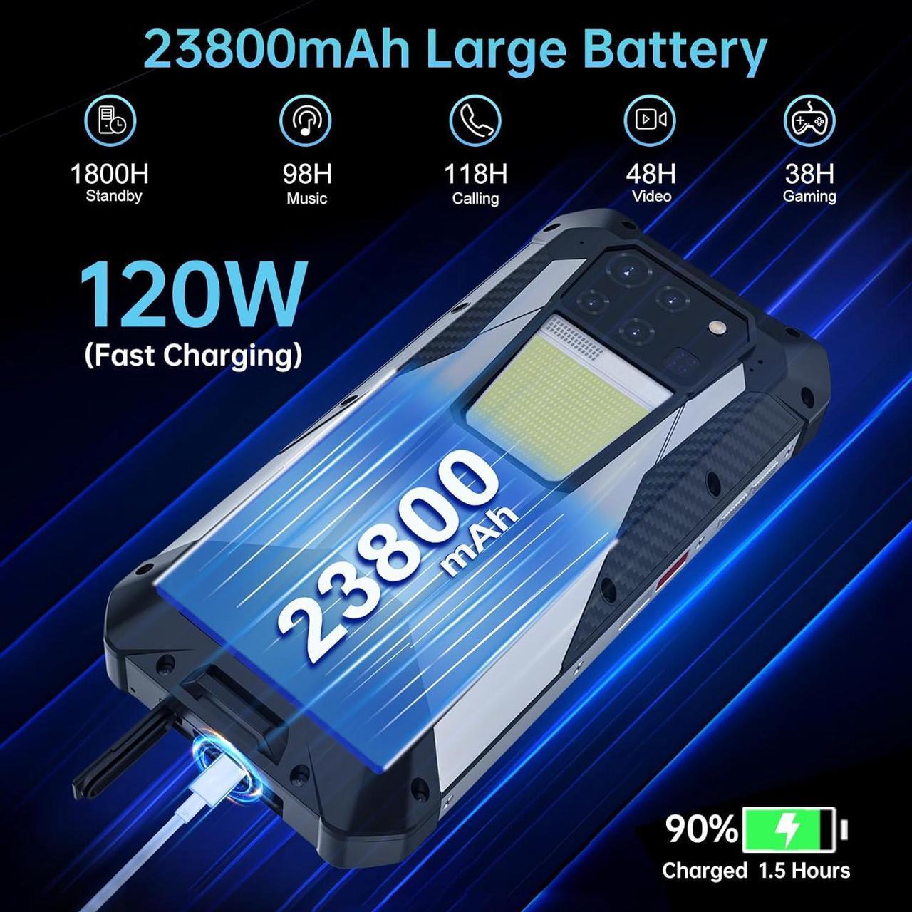 Alt view image 6 of 7 - 8849 Tank 3 5G Rugged Smartphone, 23800mAh 6.79" Outdoor Cell Phone Unlocked, 16GB+512GB,  Waterproof Android 13 Mobile Phones, 200MP Main Camera Dual SIM (Support T-Mobile & Verizon Only)