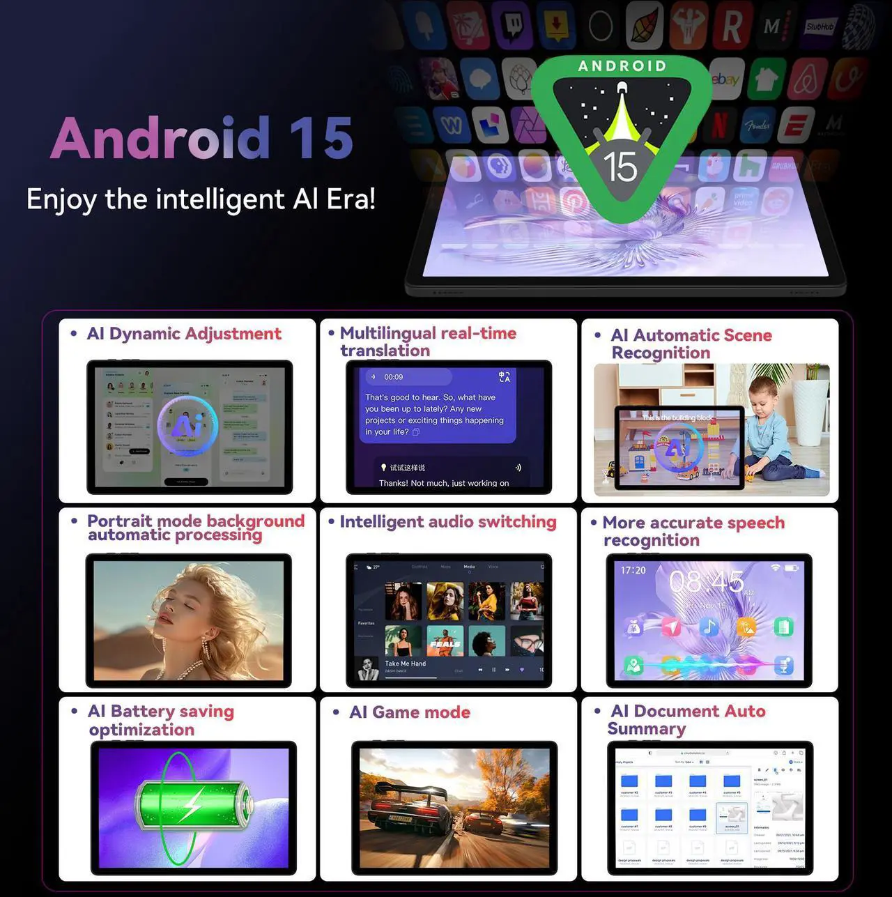 Alt view image 3 of 7 - Headwolf Wpad7 2025 Newest Android 15 Tablet, 8 Core 11 Inch FHD Incell 1920 * 1200 Display Tablets, Widevine L1, 6+6GB RAM 128GB ROM 1TB Expand, 8000mAh+GMS+Gaming Tablet, 8MP Front+13MP Rear, BT5.0