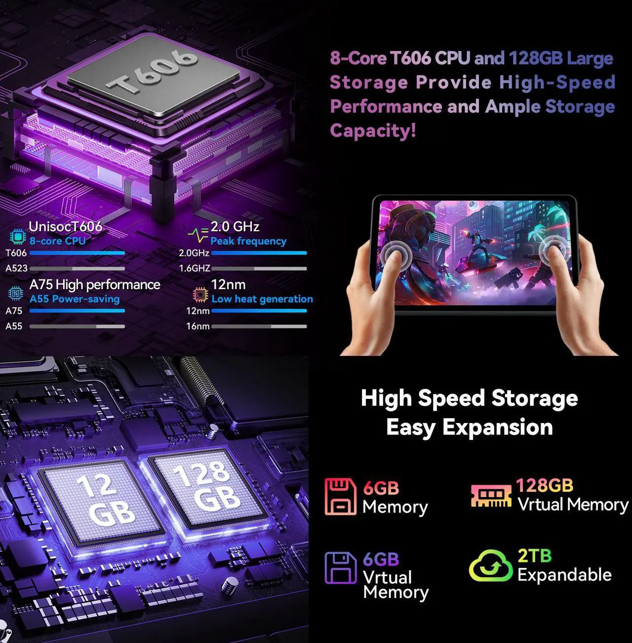 Alt view image 4 of 7 - Headwolf Wpad7 2025 Newest Android 15 Tablet, 8 Core 11 Inch FHD Incell 1920 * 1200 Display Tablets, Widevine L1, 6+6GB RAM 128GB ROM 1TB Expand, 8000mAh+GMS+Gaming Tablet, 8MP Front+13MP Rear, BT5.0