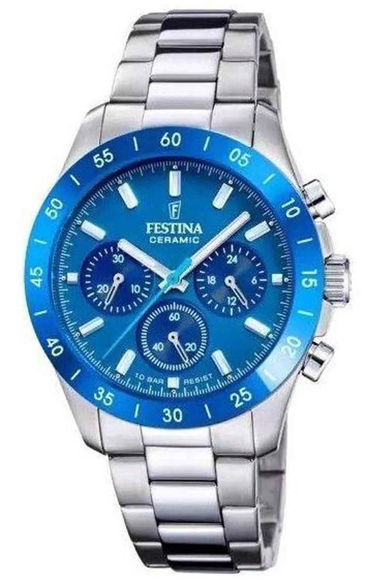 Main image of Festina Ceramic Chronograph Blue Dial Quartz 100M Women's Watch F20693-4