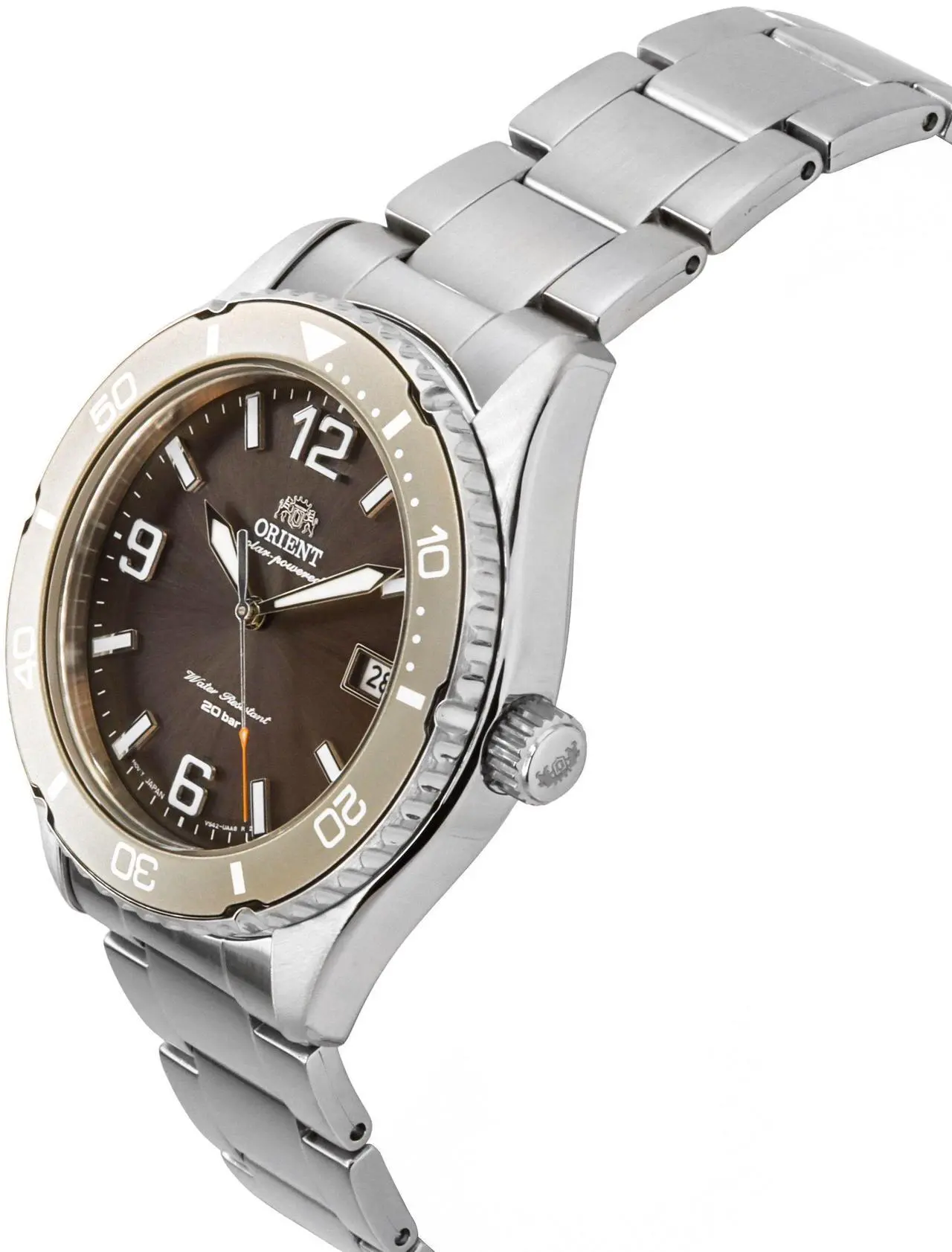 Alt view image 7 of 7 - Orient Mako III Brown Dial Solar Diver's 200M Men's Watch RA-WJ0004Y