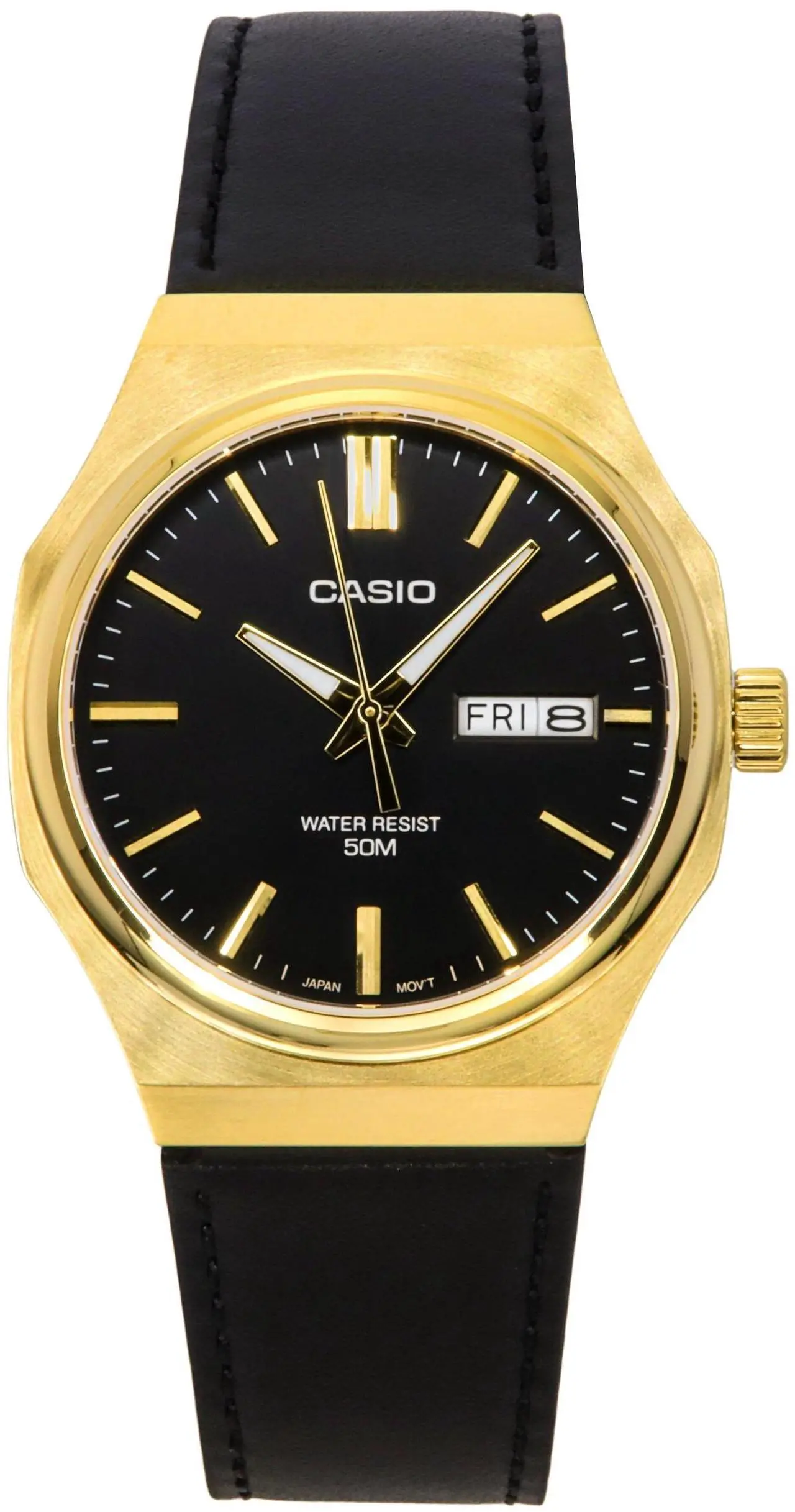Main image of Casio Standard Analog Leather Strap Black Dial Quartz MTP-E735GL-1AV Men's Watch