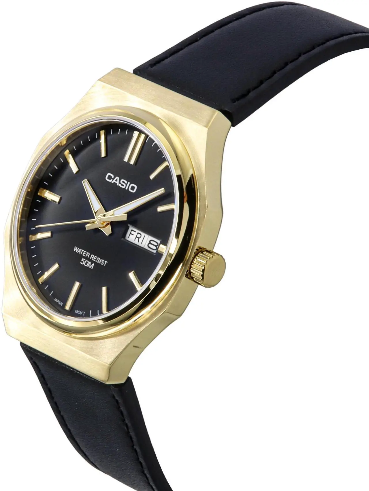 Alt view image 3 of 4 - Casio Standard Analog Leather Strap Black Dial Quartz MTP-E735GL-1AV Men's Watch