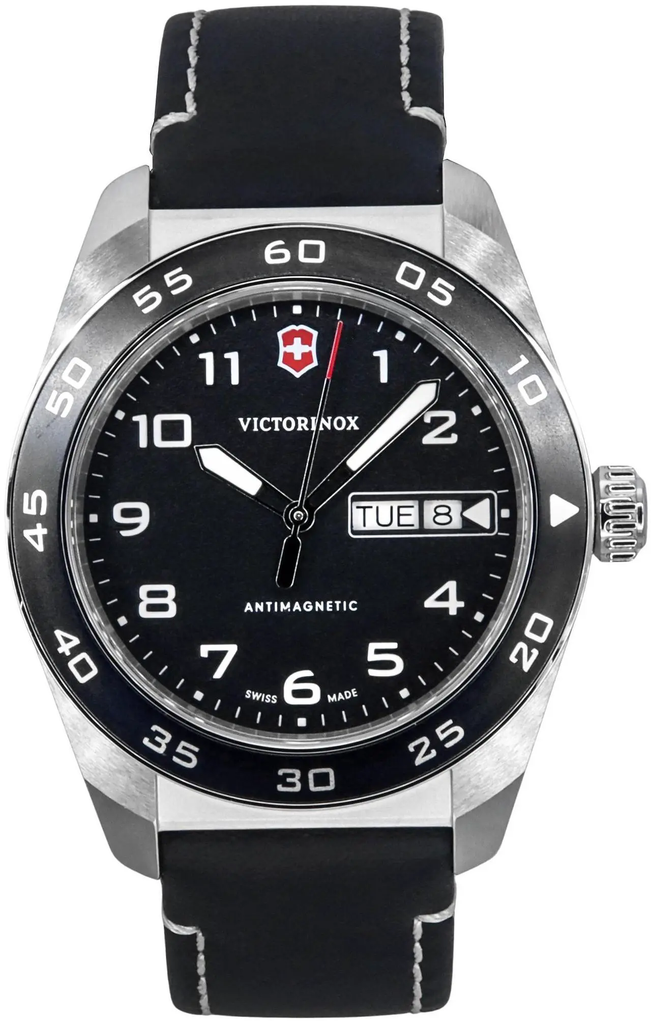 Main image of Victorinox Swiss Army Leather Strap Black Dial Quartz 242041 100M Men's Watch