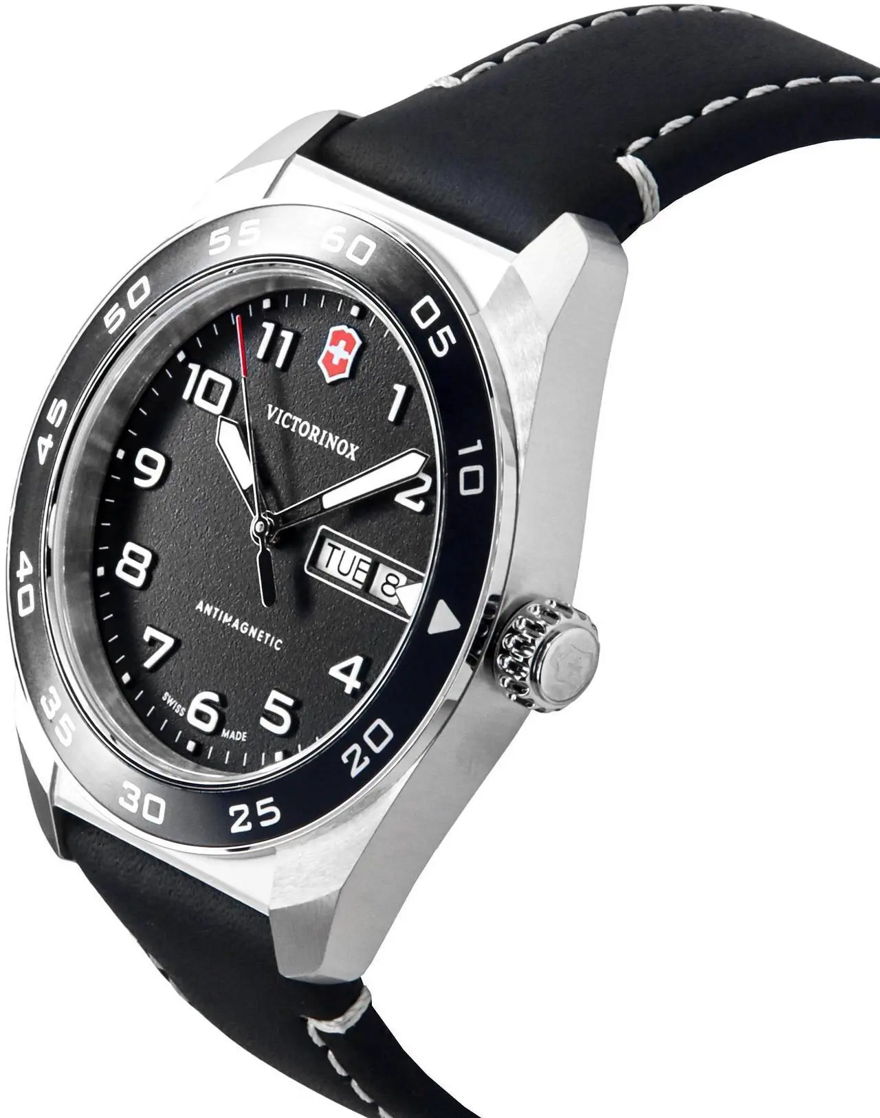 Alt view image 3 of 4 - Victorinox Swiss Army Leather Strap Black Dial Quartz 242041 100M Men's Watch