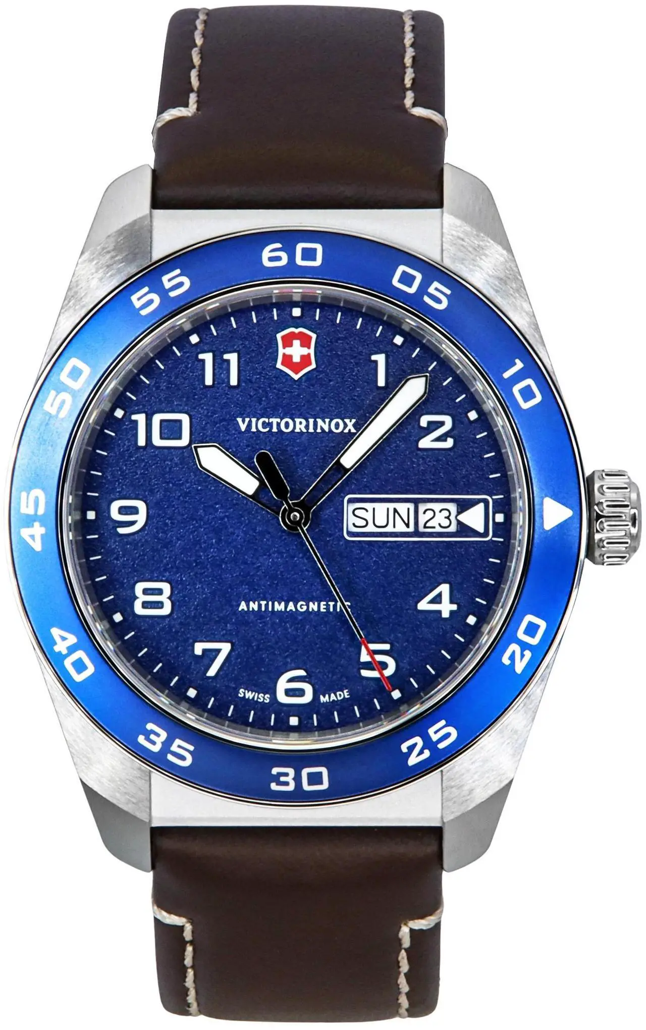 Main image of Victorinox Swiss Army Leather Strap Blue Dial Quartz 242040 100M Men's Watch