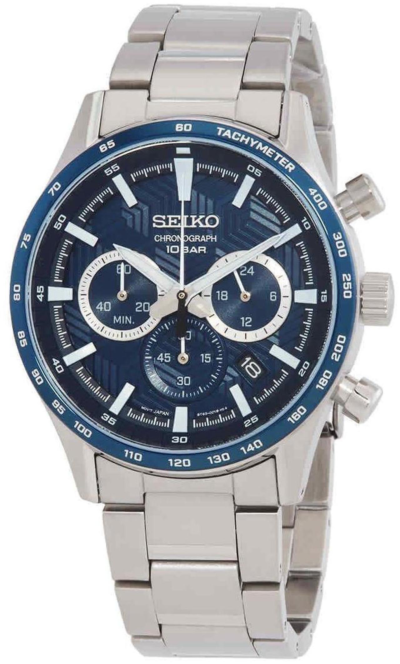 Main image of Seiko Sports Chronograph Blue Dial Quartz 10M Men's Watch SSB445P1
