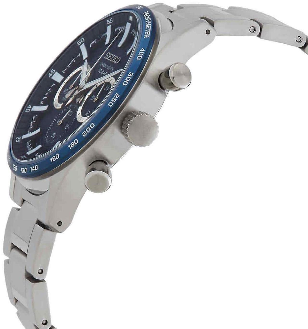 Alt view image 2 of 3 - Seiko Sports Chronograph Blue Dial Quartz 10M Men's Watch SSB445P1