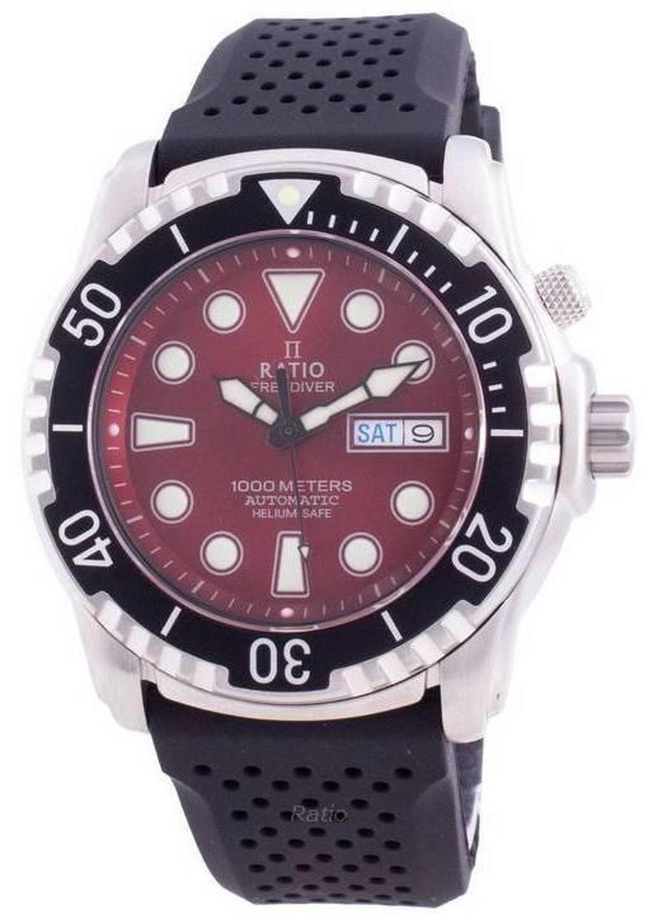 Main image of Ratio FreeDiver Helium-Safe 1000M Red Dial Sapphire Crystal Automatic 1068HA90-34VA-RED Men's Watch