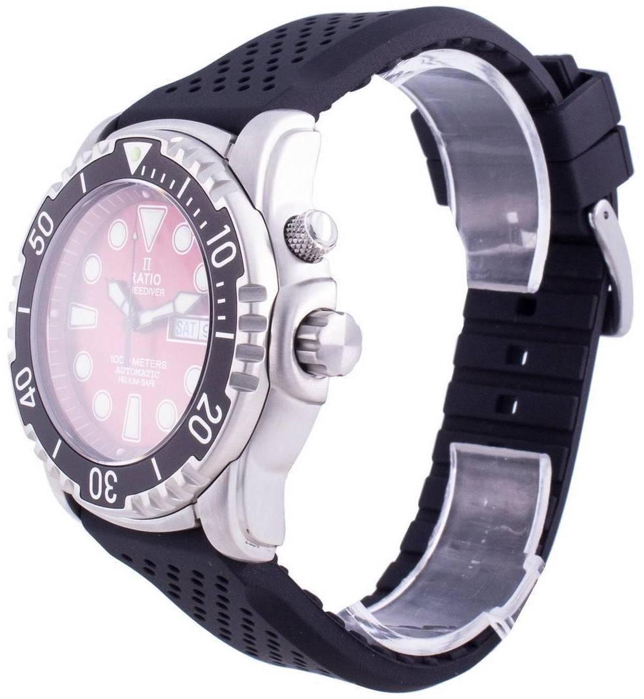 Alt view image 3 of 6 - Ratio FreeDiver Helium-Safe 1000M Red Dial Sapphire Crystal Automatic 1068HA90-34VA-RED Men's Watch
