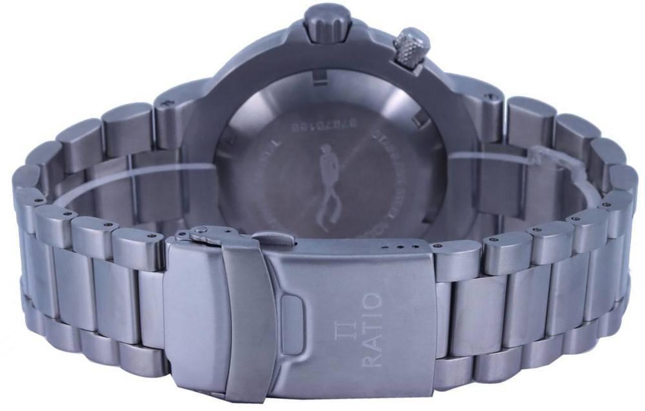 Alt view image 7 of 7 - Ratio FreeDiver Blue Dial Stainless Steel Quartz 1000 Meters Helium-Safe 1050HA93-12V-BLU Mens Watch